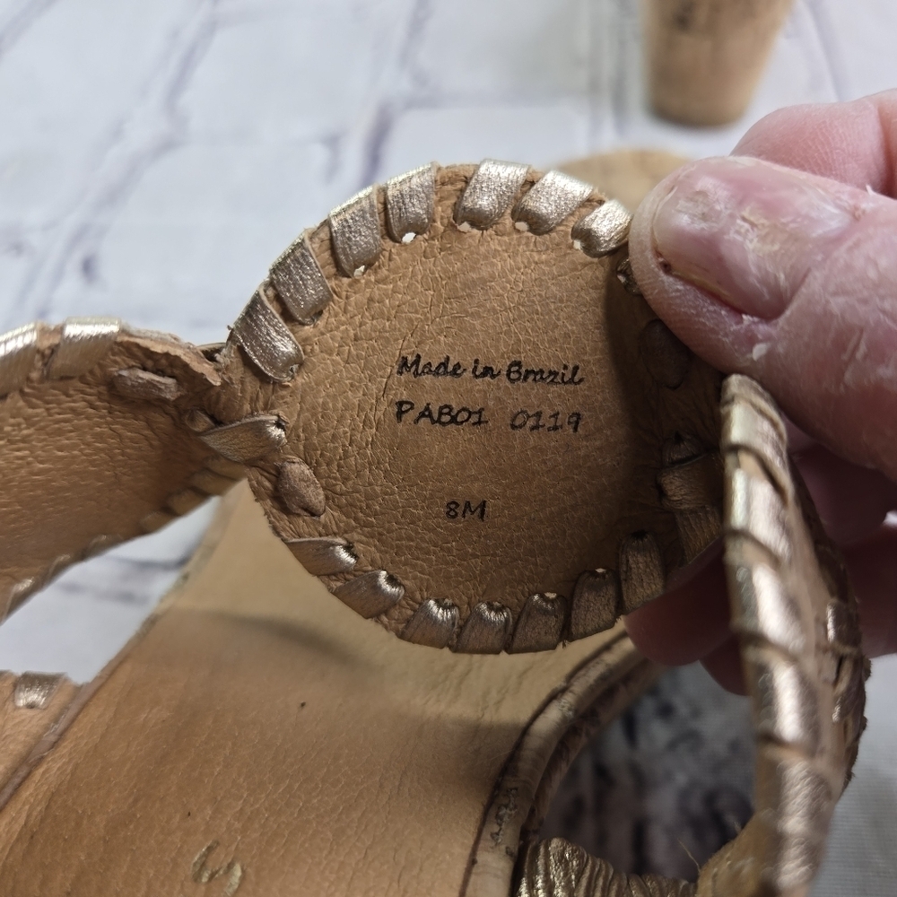 Jack Roger's Lauren cork gold medallion wedge sandals - Picture 4 of 12